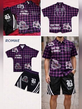 New Look Purple and Black Plaid Short Set!